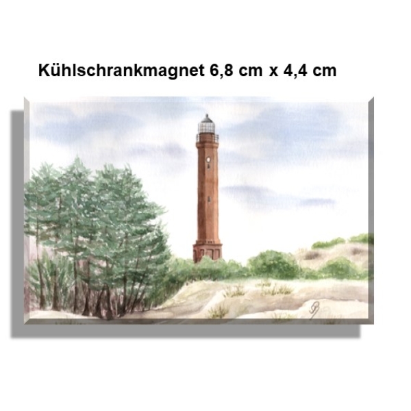 Kühlschrankmagnet  Aquarell Maritim Kunst Druck Kunstdruck Nordsee Norderney Leuchtturm Insel Strand
